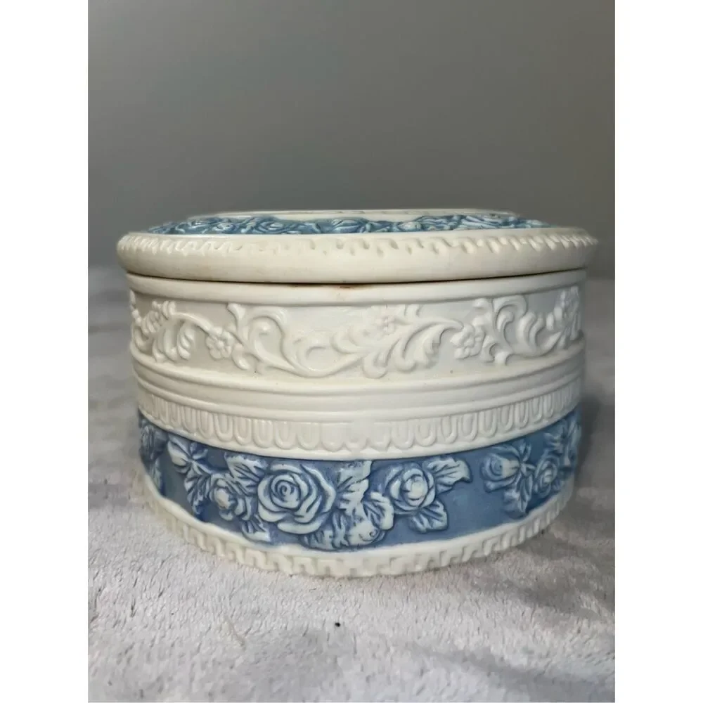 Romantic Shabby Chic PORCELINE Floral Jewelry Box Picture Box
